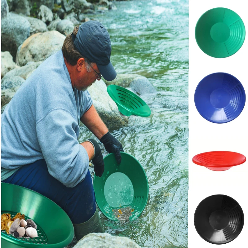 1PCS 380mm Gold Panning Pan ABS Kunststoff Gold Klassifizierer Sieb Waschen Tablett Werkzeug Grün Prospektion Ausrüstung Bergbau Zubehör