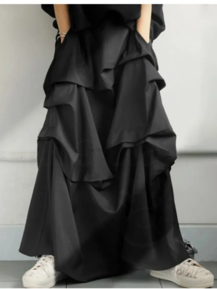 

Bla Asymmetrical 3D Pleated Skirt Women's Faion Design Slimming Midi Skirt Polyester Fiber Medium Waist Spring Season