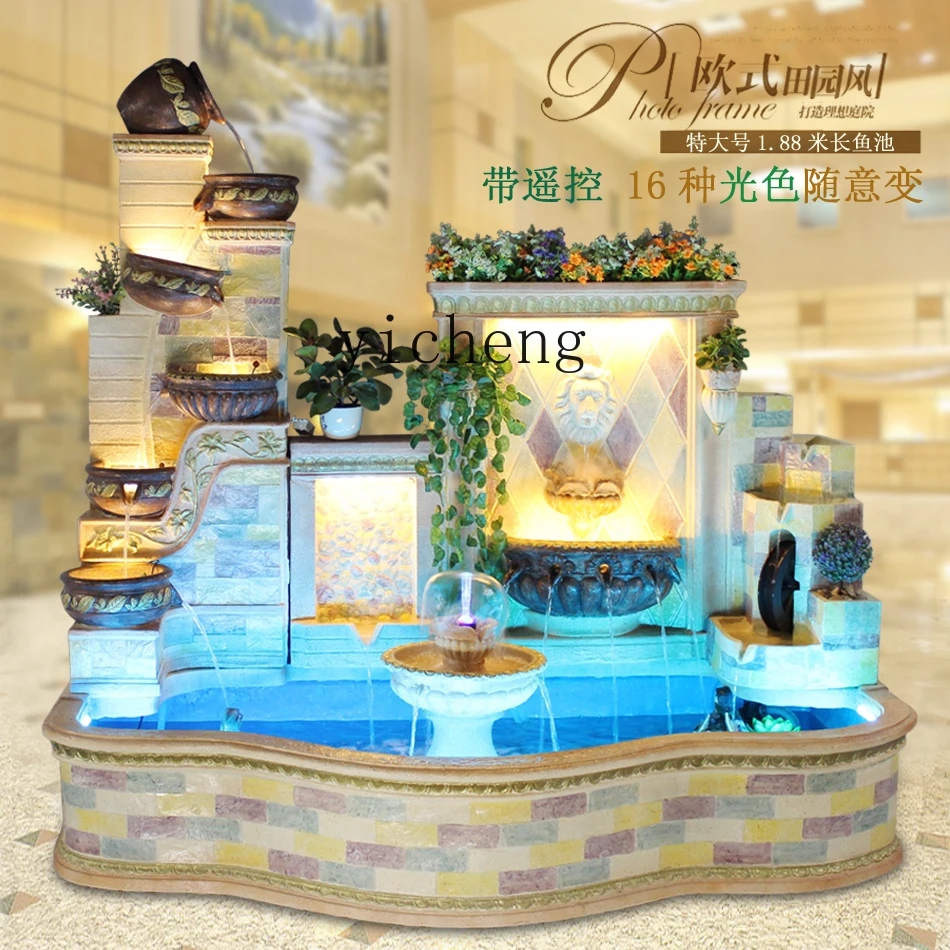 Tqh Home Decoration Rockery Fountain Water Landscape Hotel Courtyard Fish Pond Cylinder Big Decorations