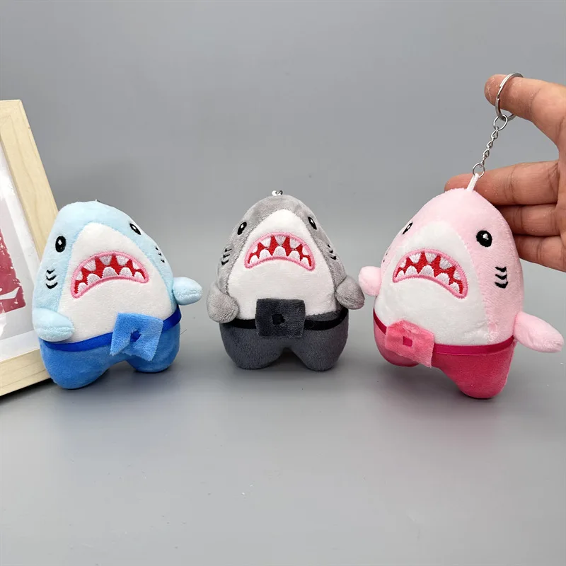 Simpatico squalo peluche farcito portachiavi giocattoli animali squalo bambole portachiavi regali peculici squalo portachiavi ciondolo borsa accessori giocattoli per bambini