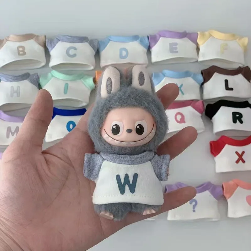 

Cute Set For 10.5cm Mini Labubu Pin For Love Series Clothes A-Y letters Alphabet T-shirt Trendy Outfit