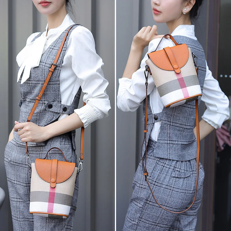 Tas Selempang Kotak-kotak Patchwork Trendy Musim Gugur 2025 - Dompet Ponsel Selempang/Bahu, Tas Jinjing Kecil, Gaya Vintage & Modern