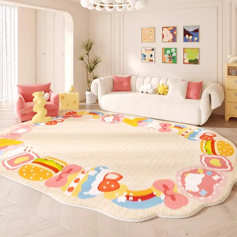 Carpet for Living Room Soft  Fluffy Floor Mats Pink Dopamine Rug Bedroom Bedside Mat Large Irregular Rugs Home Decor Alfombra