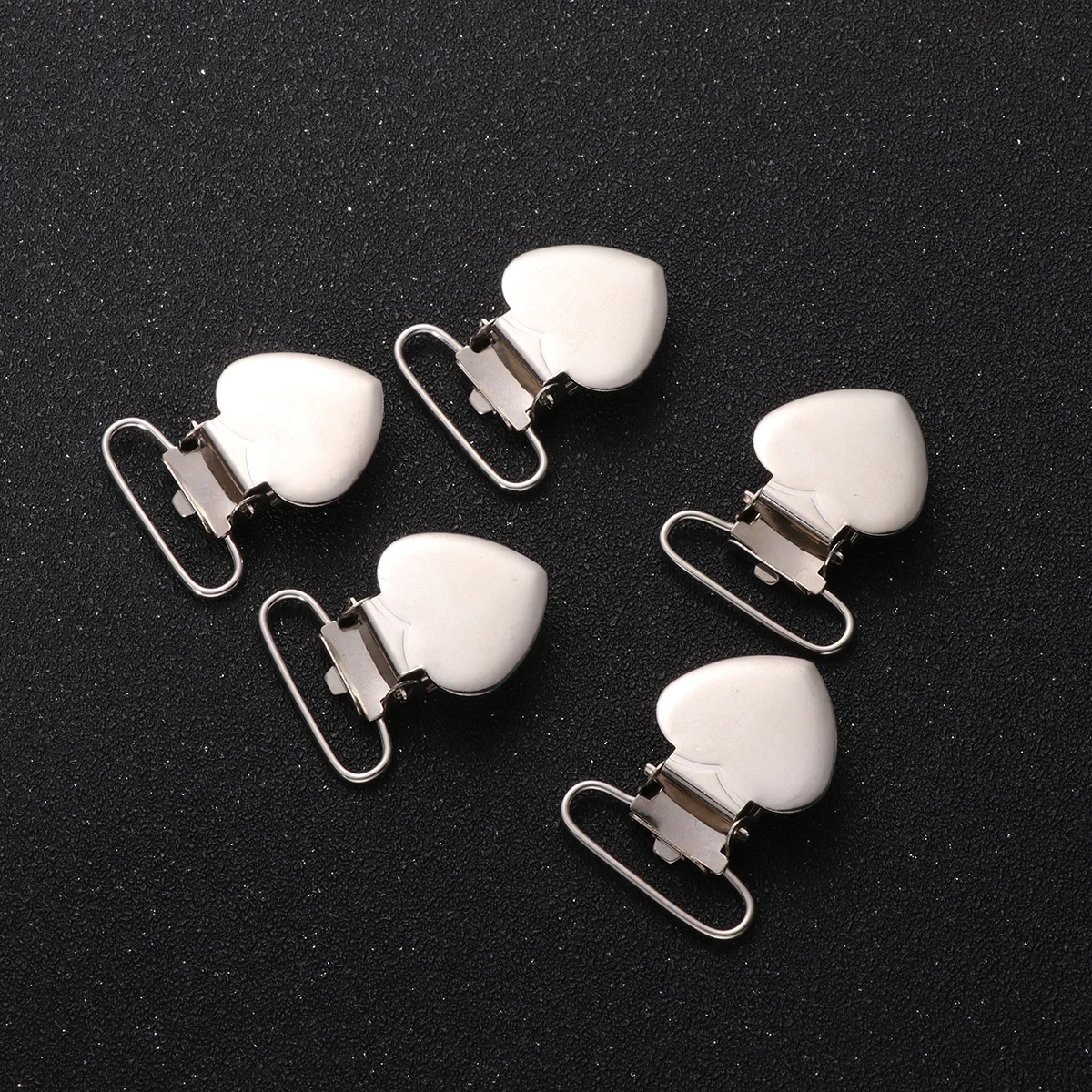 

20pcs Duckbill Clip Buckles Heart Shaped Metal Clips For Pacifier Holder Diy Craft Sewing Ribbon Accessories Silver