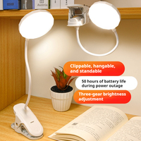 LED Portable Clip Table Lamp USB Rechargeable Clip Desk Lamp Bed Reading Night Light Touch 3 Dimming Modes Eye Protection Light
