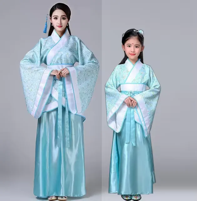 طفل Hanfu الأطفال الصينية زي زهرة فتاة فساتين المرحلة التقليدية ارتداء المرأة الرقص فستان جنية للأطفال والكبار #1