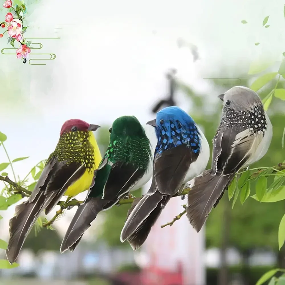 2Pcs Artificial Birds Lifelike Parrot Model Garden Lawn Yard Ornaments Landscape Fake Feather Birds Figurines Home Decor New