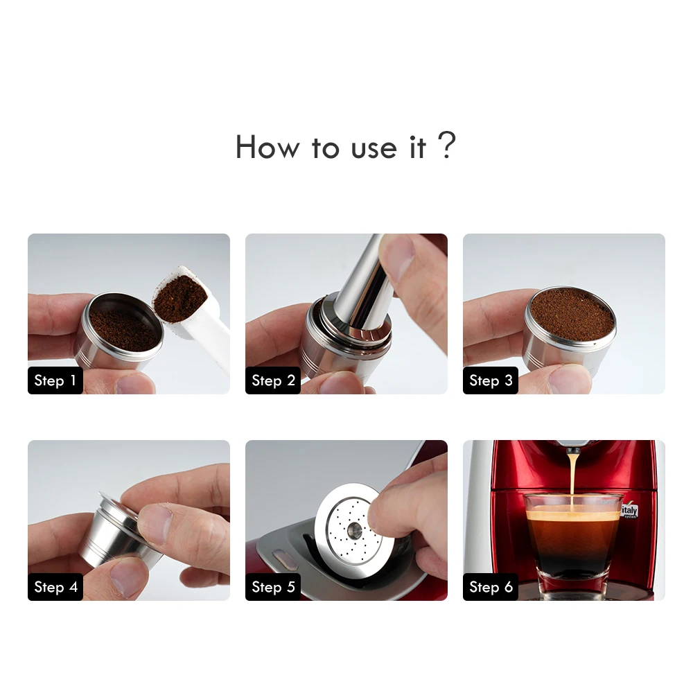 Refillable Coffee Filter For Caffitaly Ruby S21 S22 Tchibo Stainless Steel Capsule Pod Cafissimo Coffee Maker Accessories