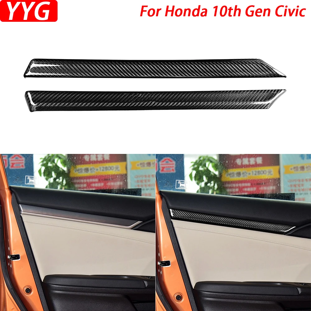 

For Honda 10th Gen Civic 2016-2021 Real Carbon Fiber Front Door Both Side Door Panel Cover Car Interior Retrofitting Accessories