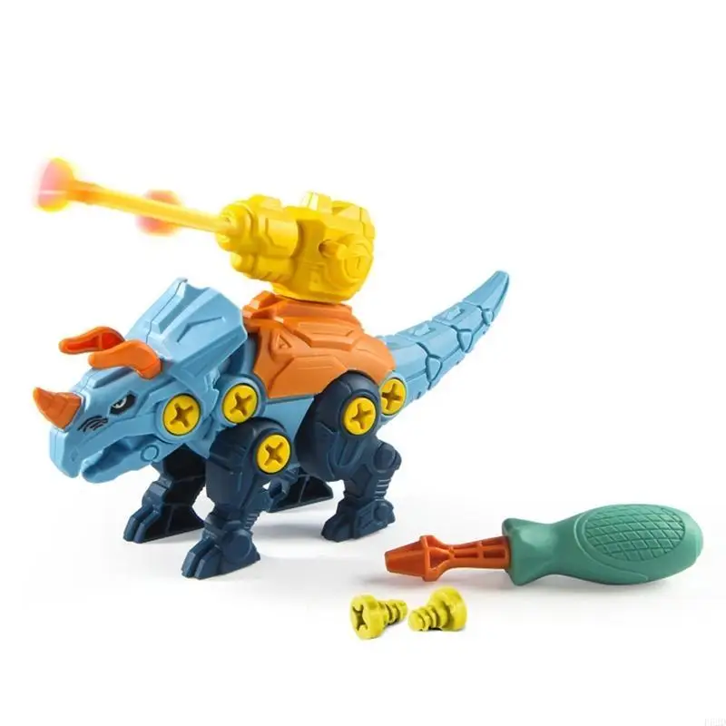 

F62D 3Pcs Assembly DIY Dinosaur Building Toy for w/ Electric Drill for Preschool Kindergarten Hand-on Ability Fine Motor Trai