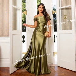 Giggle فساتين السهرة Luxury Off-the-Shoulder A-line Wedding Party Gown Arab Floor-Length Pleating Evening Dresses Women 2024