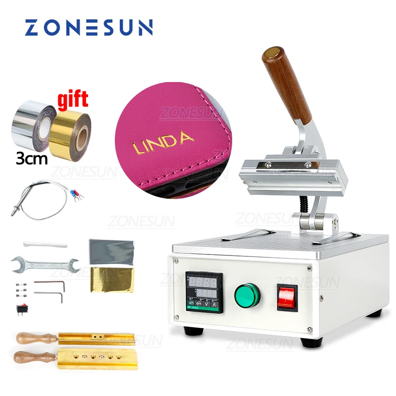 

ZONESUN Custom Logo Hot Stamping Machine, Numerical Temperature, Paper Bag, Book Cover, Heat Press Machine, Letter Pattern