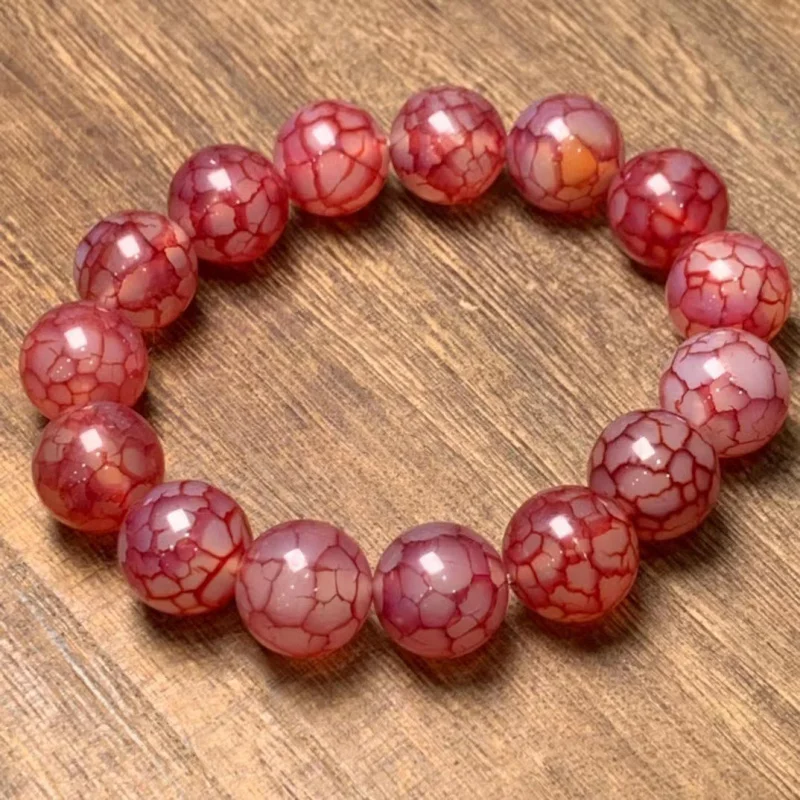 Factory Wholesale Agate Dragon Scale Texture Gracked Glaze Bracelet for Men and Women Red Agate Ball Bracelet All-Matching Hand