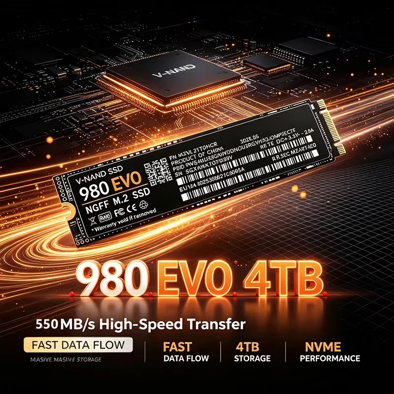 980 EVO M.2 2280 NGFF PCIe 4.0 SSD Up to 550MB/s Internal Solid State Drive 500GB-4TB For PS5 Laptop Desktop Gaming PC Storage