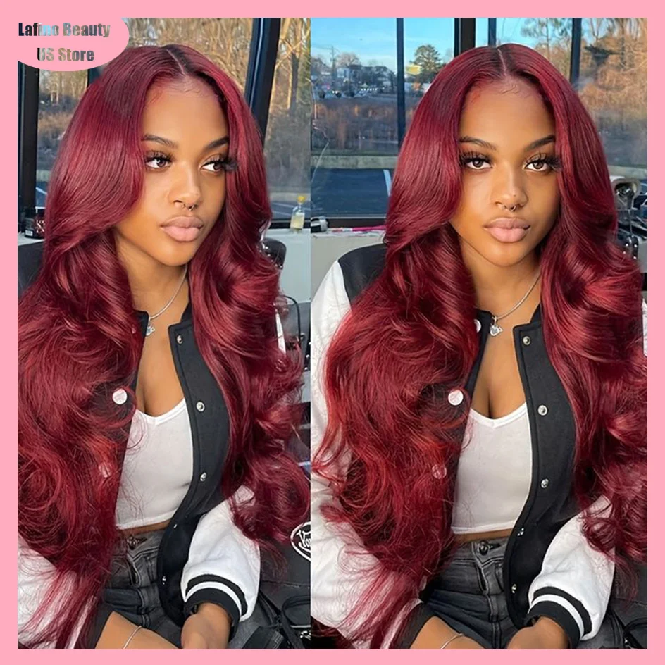 Lafino 99j Hd Lace Frontal Wig 13x6 Body Wave Lace Front Wig 13x4 Loose Body Wave Colored Burgundy Human Hair Wig For Women