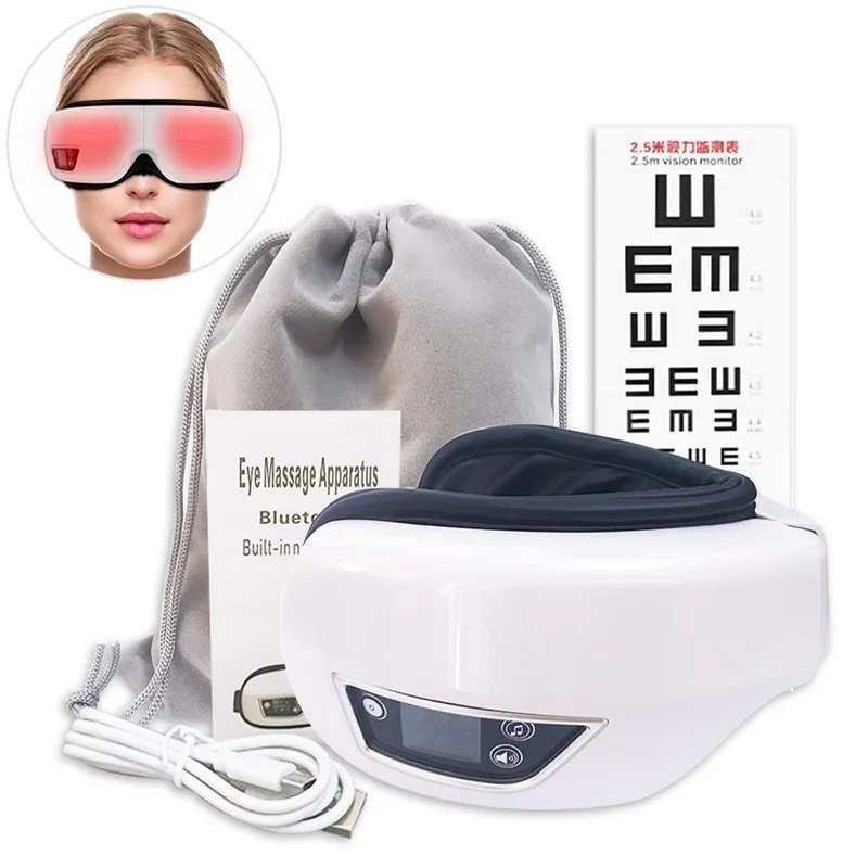 

6D Smart Eye Massager With Heat Airbag Vibration Eye Care Compress Bluetooth Eye Massage Relax Migraines Relief Improve Sleep