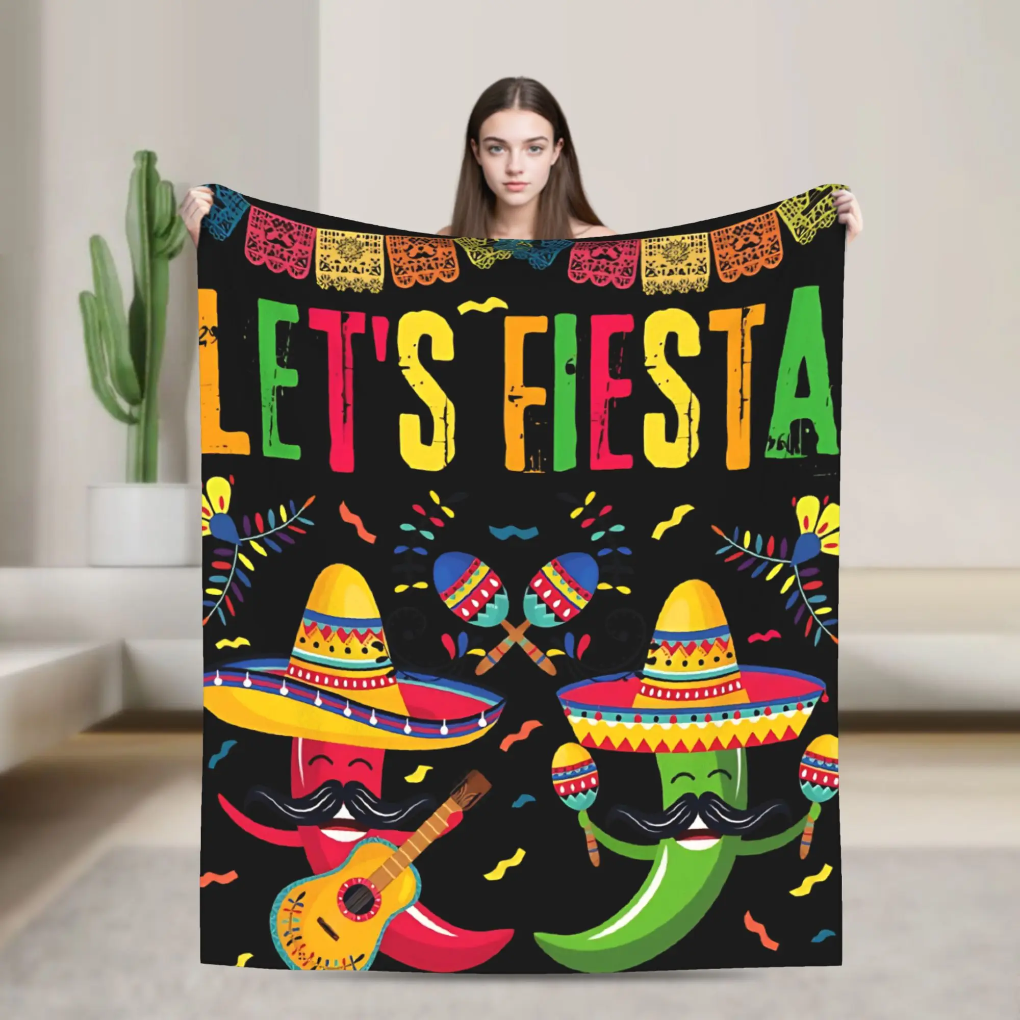 Let's Shift Party Fiesta Plush Blanket Children Mexican Amigo Cinco De Mayo Flannel Throw Blanket For Bed Soft Warm Bedspread