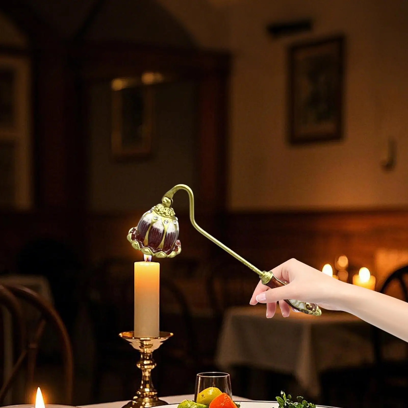 Retro Design Lotus Candle Snuffer for Putting Out Candles Handheld