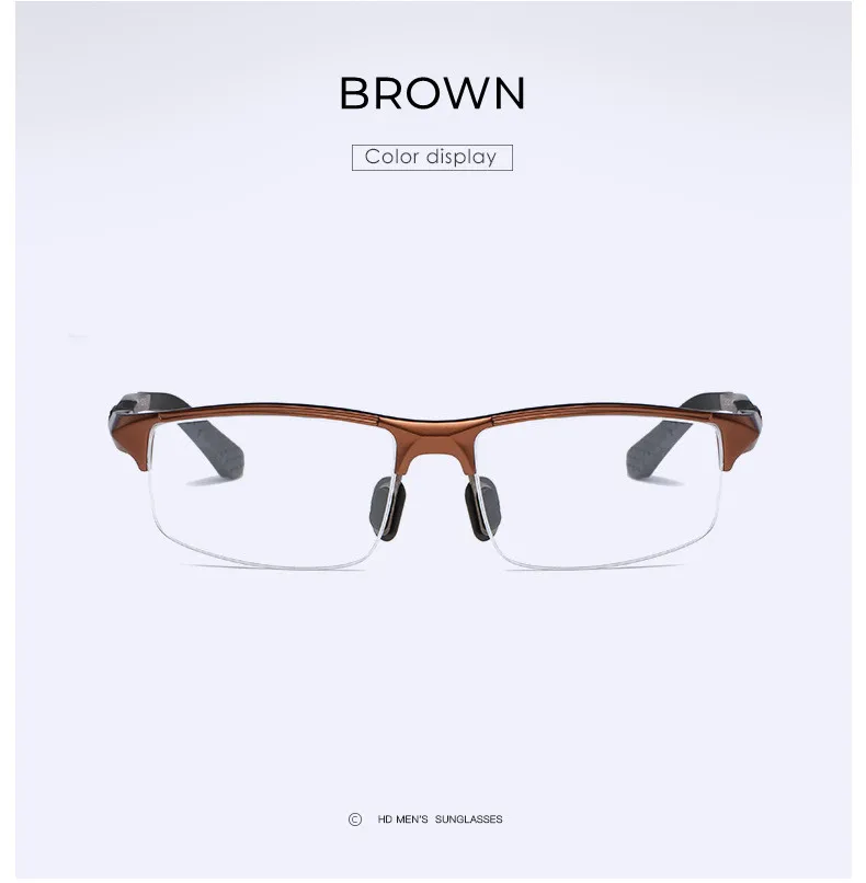 Aluminium Halbrand Optischer Rahmen Rezept Männer Rechteckige Brillen Sonnenbrille Brille Sportbrille Große Breite Gesicht Verwendung – Detail 7