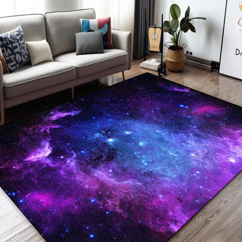 Modern 3D Vision Starlit Sky Carpet for Living Room Geometric Bedroom Game Room Non-slip Rugs Decoration Home Entrance Door Mats