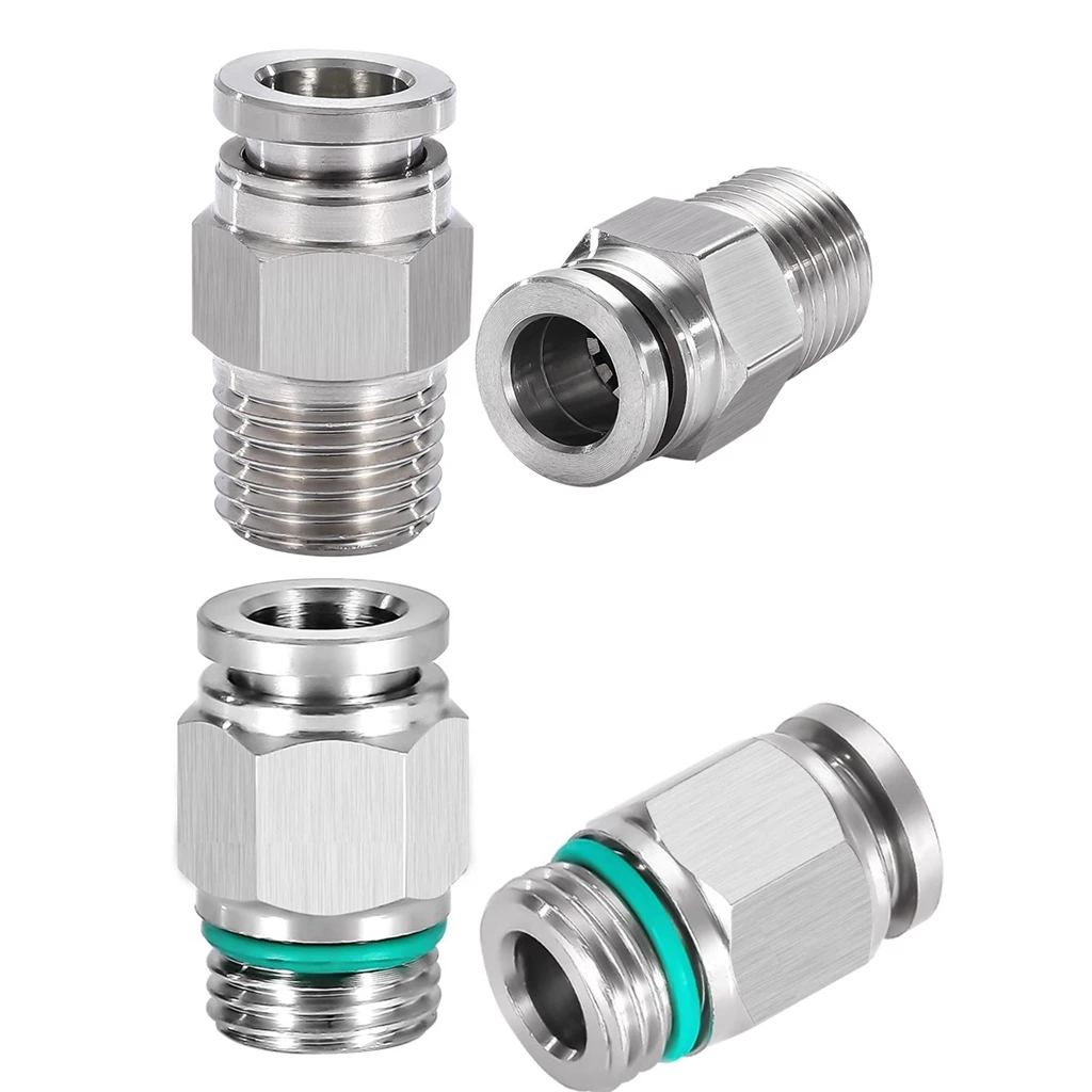 

M5/6 1/8 дюйма 1/4 дюйма 3/8 дюйма 1/2 дюйма 3/4 дюйма BSP NPT наружная резьба 4 6 8 10 12 14 16 мм Трубка Пневматический воздушный фитинг из нержавеющей стали 316L Push in Connect