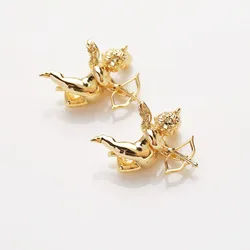 2PCS Dainty Brass Angel Cupid Charms for Jewelry Making Necklace Pendant DIY Hand Made 14k Gold Plated Accessory 23*22mm
