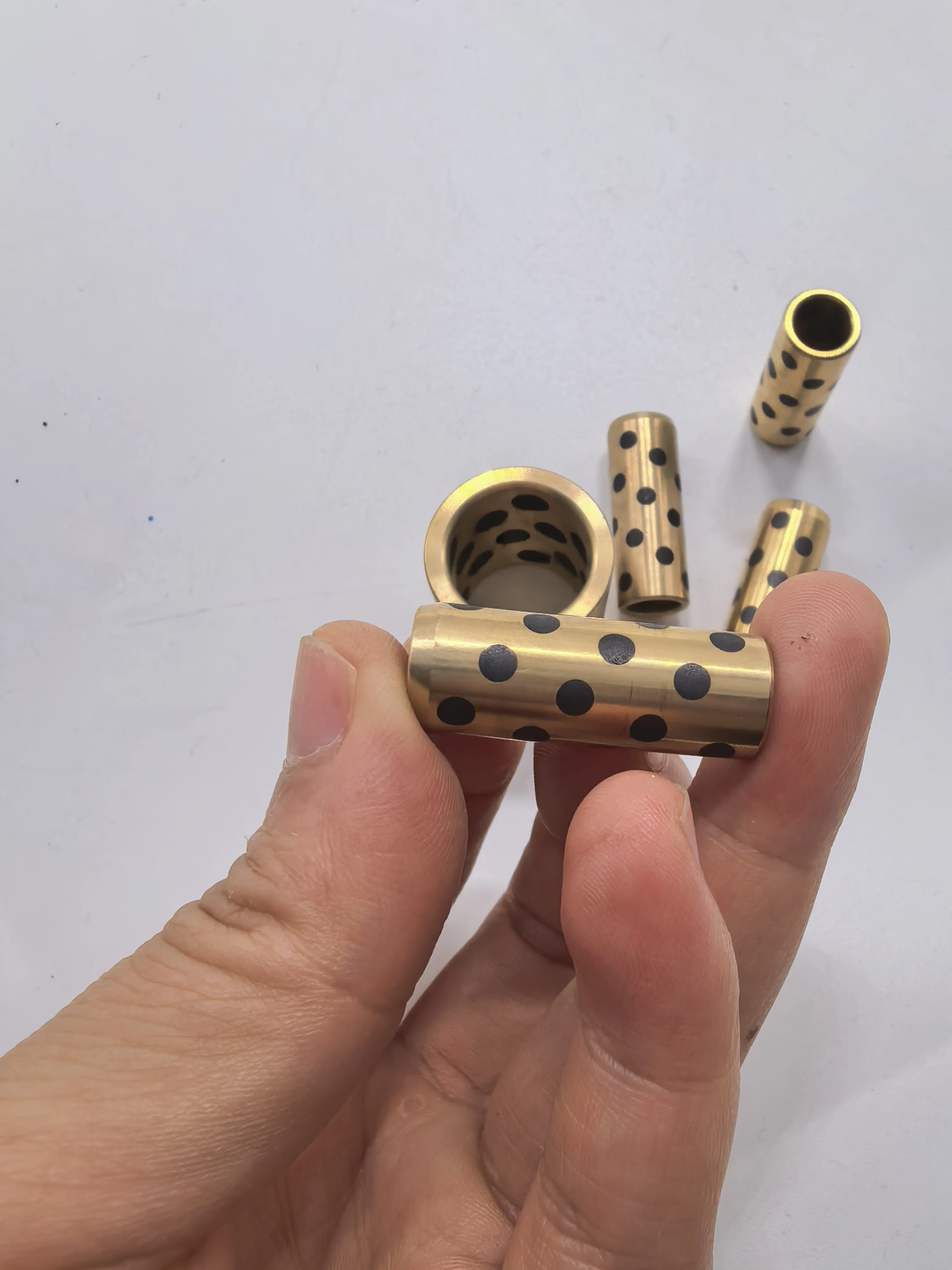 2Pcs Brass Copper Bushing Oil-Free Self-Lubricating Bearing ID 6-18mm for Machinery Fitness Equipment Office Parts