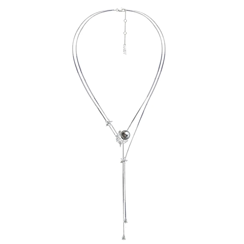 MASW Original Design Elegant Temperament Simulated Glass Pearl Chain Necklace For Women Girl Wedding Gift Fine Jewelry