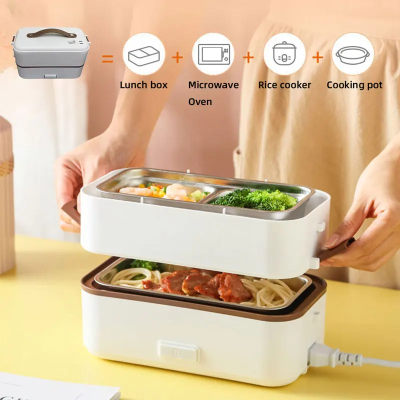 Electric Lunch Box,Electric Heating Container,Double Layer 0.8L Capacity,300W Portable Office Use ,304 Stainless Steel 110V/220V