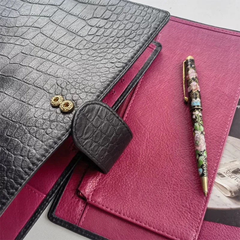 A5 Size Rings Planner with 19MM Rings Binder Genuine P Leather Notebook Agenda Organizer Sketchbook