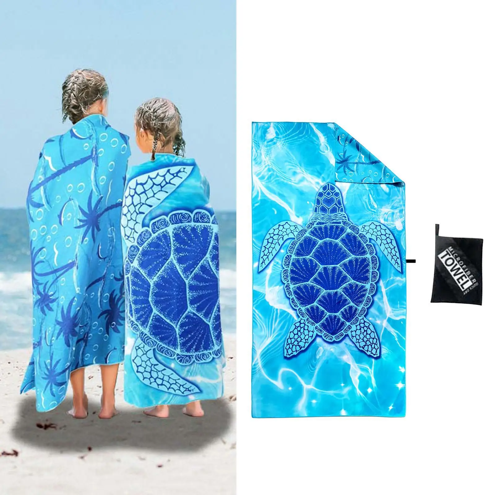 

Blue Turtle Printed Beach Towel Lightweight Comfortable Men Women Sweat