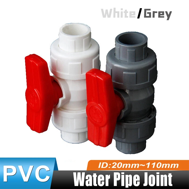 

1 шт., шаровой кран с двойным соединением из ПВХ, быстроразъемный регулирующий клапан, ID 20 мм ~ 110 мм, садовая система орошения водопроводной трубы, фитинг