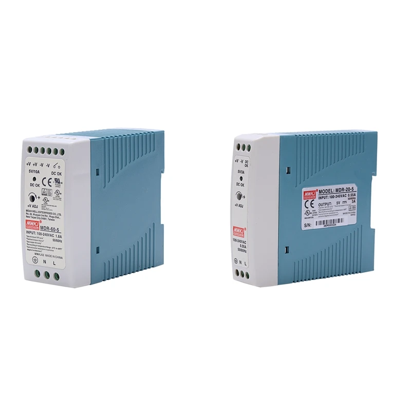 

2X MDR-20 5V 20W/MDR-60 5V 60W Din Rail Power Supply Ac-Dc Driver Voltage Regulator Power Suply 110V 220V