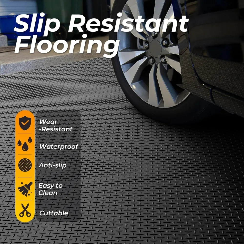 Alfombrillas de goma gruesas para garaje de 2,8 mm, 140,4 SQFT, 7,8 x 18 pies, protección debajo del automóvil, alfombrilla para automóvil tamaño M