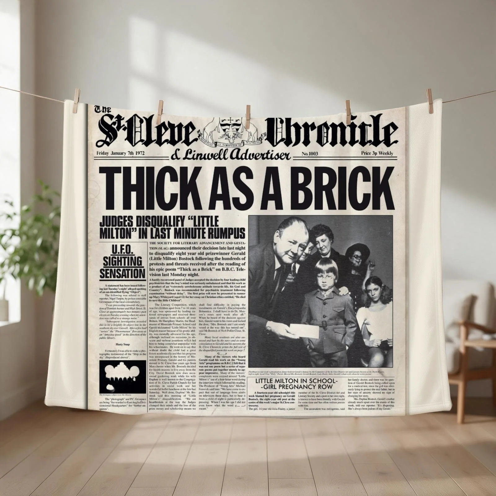 Jethro Tull - Thick as a Brick Newspaper Throw Blanket Giant Sofa Thermal Soft Beds Thins Blankets