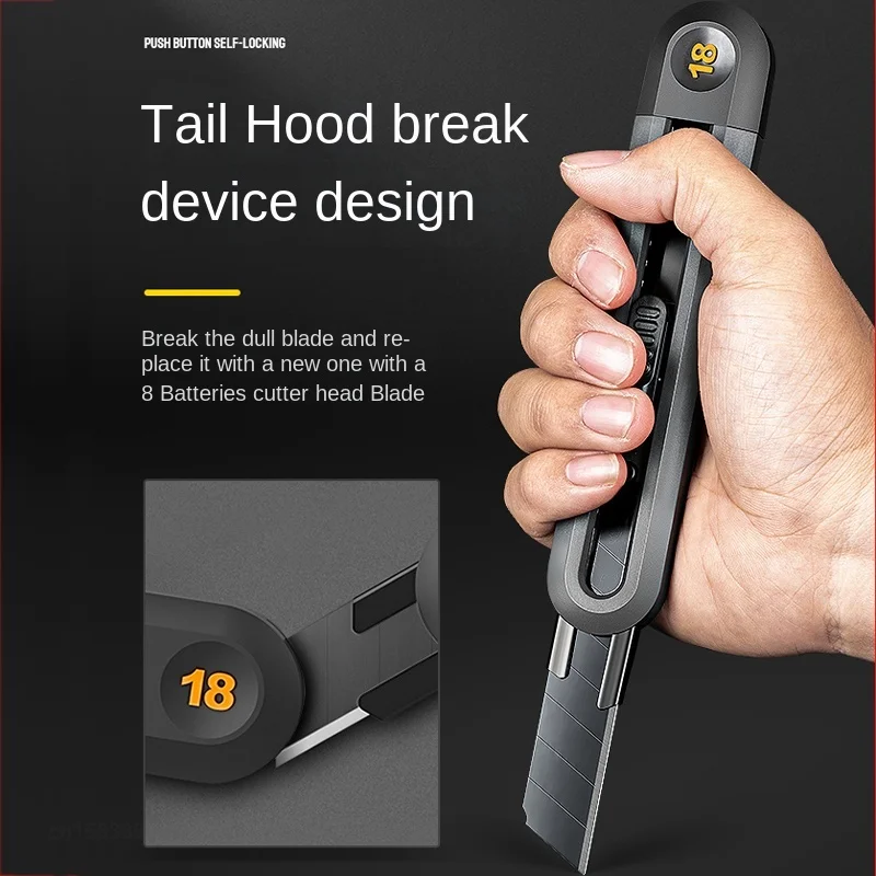 Mini Deli Snap-off Utility Knife Retractable Box 9/18mm High Carbon Steel Blades Office Supplies Safety Self-Locking Cut Tools