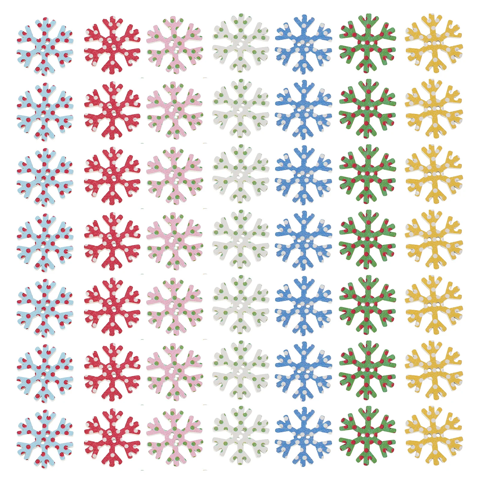 

100Pcs DIY Snowflake Button Wooden 25mm for Christmas Decoration Craft Durable Creative Snowflake Embellishments Colorful