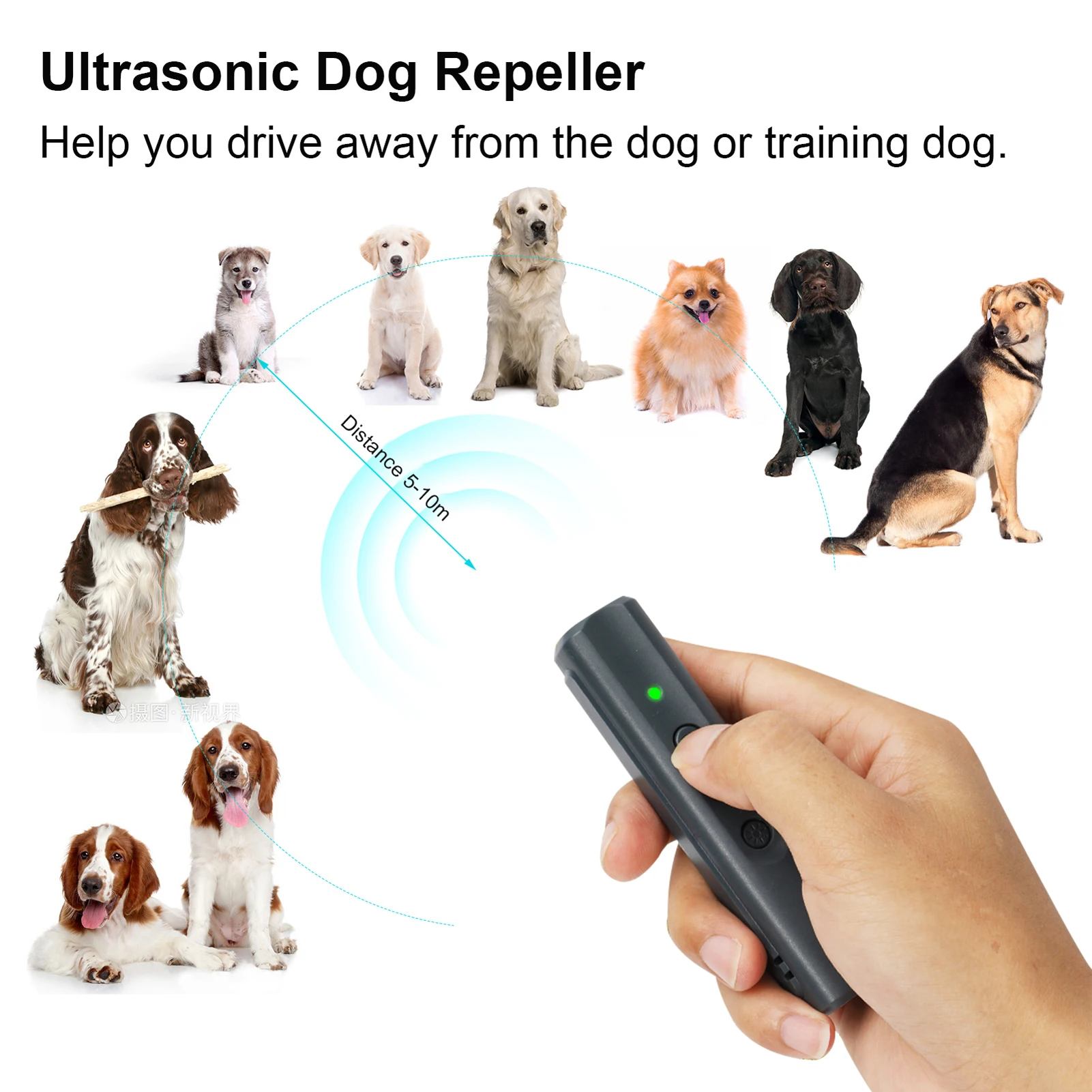 Ultrasonic Dog Repeller USB Rechargeable Dog Drive Device Portable Dog Trainer Anti Barking Device with LED Indicator Lanyard