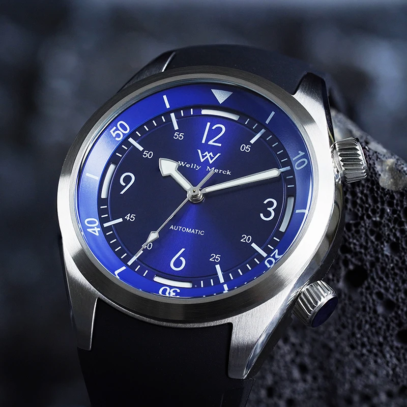 ساعة WM ساعات آلية أوتوماتيكية مقاومة للماء كلاسيكية كاجوال لرجال الأعمال ساعة Welly Merck WM089M