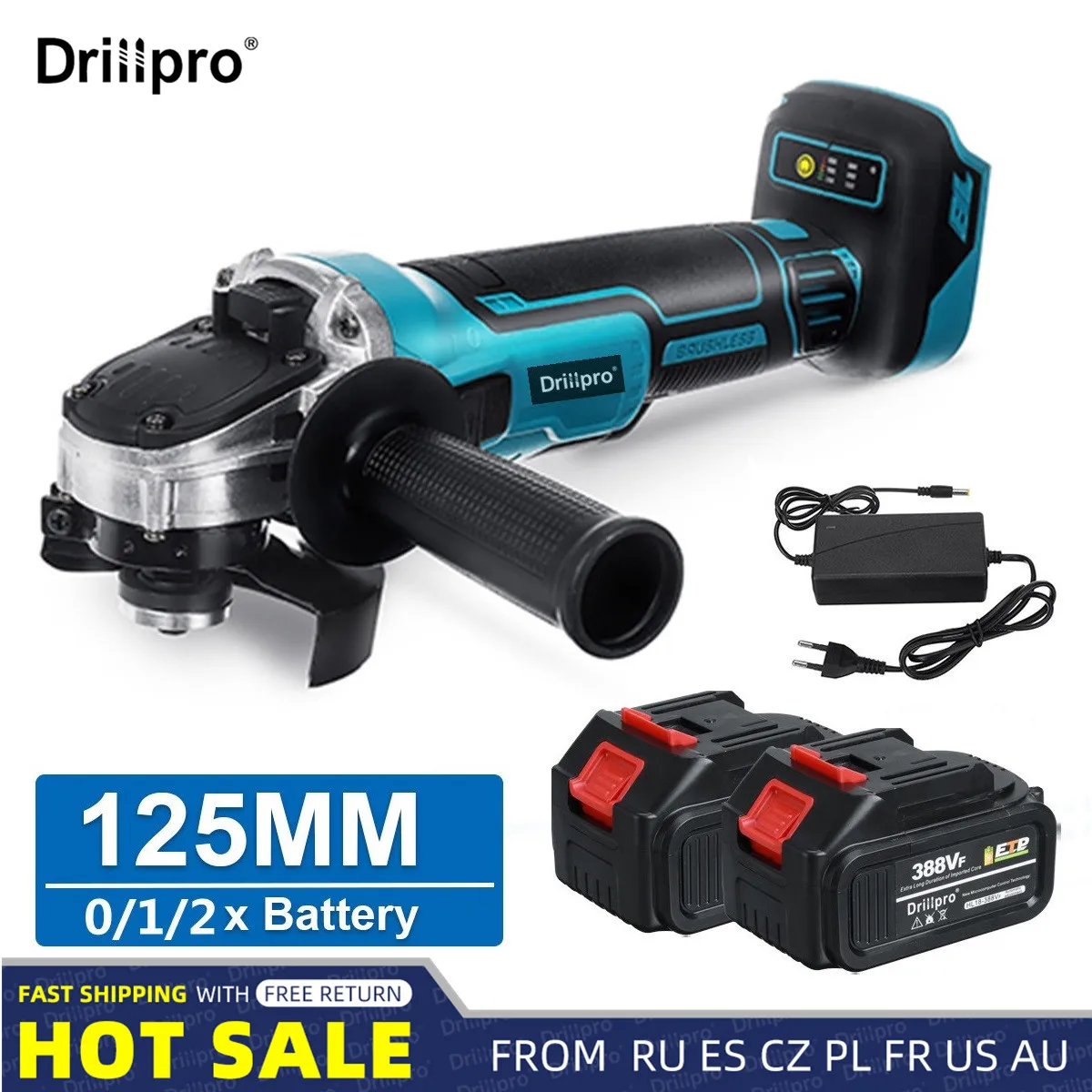 Drillpro 125mm Brushless Cordless Angle Grinder Li Battery Electric Polishing Cutting Machine Power Tools For Makita Battery