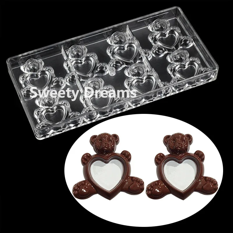 3D Bear Shape Love  Polycarbonate  Chocolate Mold Candy Cake Mould Confectionery Tool  Bakeware Pastry Baking Mold