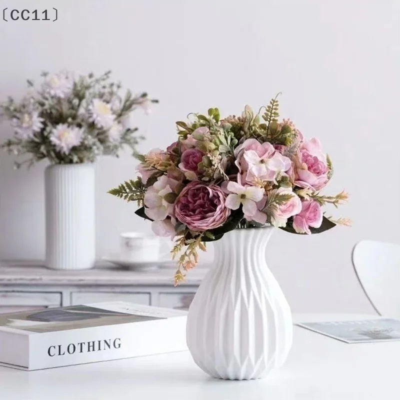 バCC11 Sigur nordische Blumenvase, Nachahmung von Keramik, Kunststoff, Blumenvase, Wohnzimmer, Desktop-Dekoration, Hochzeit, Herzstück, Arrangement