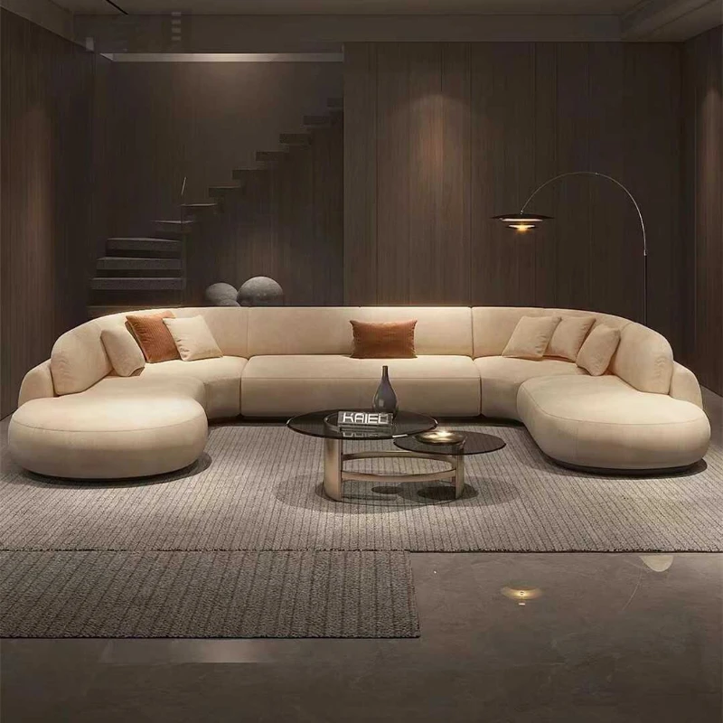 

Italian U Shape Technology Fabric Sofa Online Celebrity Living Room Special Shaped Corner Combination Sofa Divano Furniture