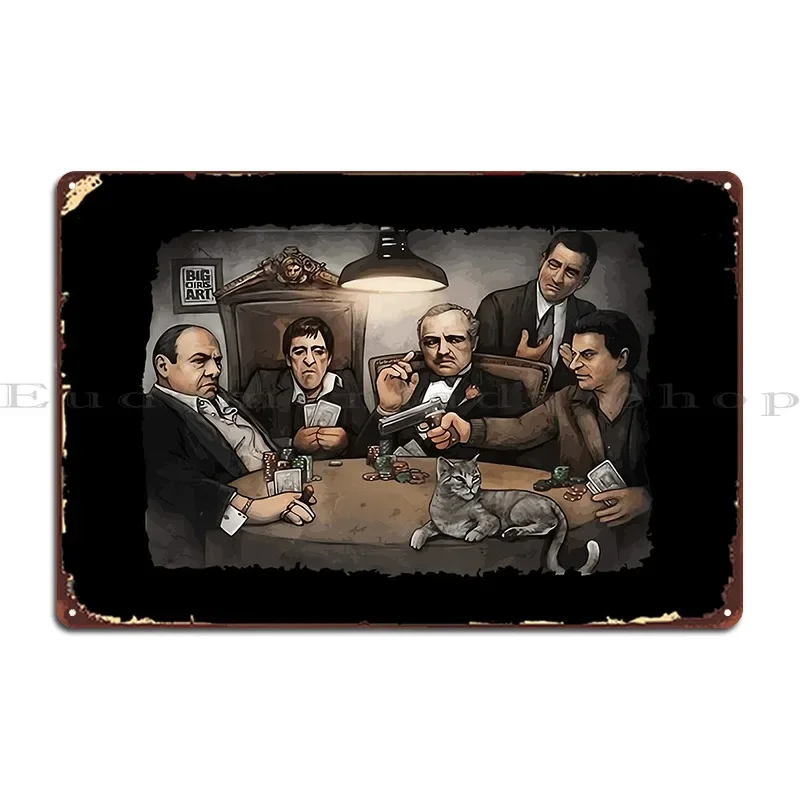 Gangster S Playing Poker From Gda Metal Plaque Poster Printing Poster Cave PaintingWall Plaque Tin Sign Poster