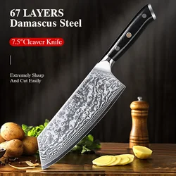 F.YOUNG 7.5 Inch Professional Cleaver Knives Japanese 67 Layer Damascus Steel Sharp Meat Vegetable Chopper Kitchen Chef Knife