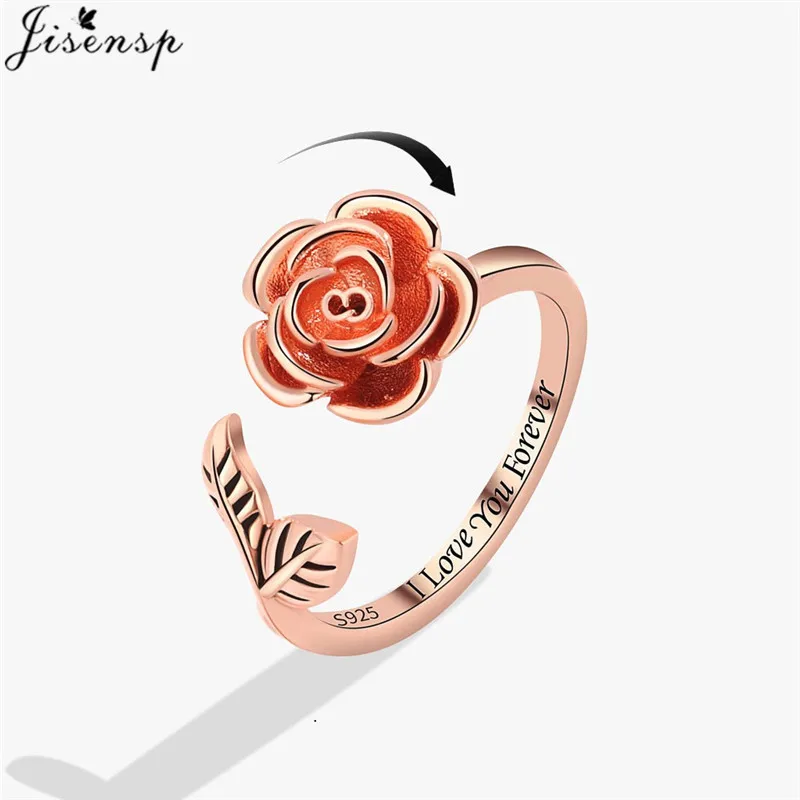 Bohemia Rose Flower Anxiety Ring Fidget Spinner Rings for Women Wedding Jewelry Anillo Mujer Fashion Antiestres Ringen Bague