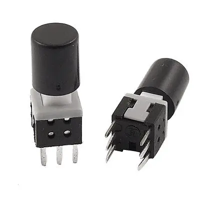 Black Round Cap Latching Push Button Tactile Switch 5.8 x 5.8mm x 13mm