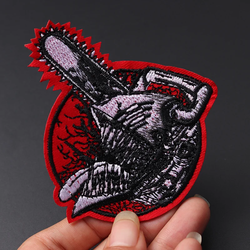 Chainsaw Man size: 7.5x8.5cm Iron On Patch Embroidered Applique Sewing Clothes Stickers Garment Apparel Accessories Badge