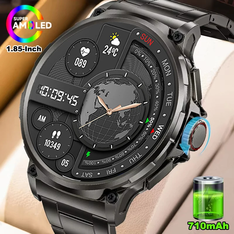 

2025 Новые 710 мАч V69 1,85-дюймовые Умные Часы Ultra HD 360*360 AMOLED Мужские GPS Bluetooth Вызов 100+ Спорт Фитнес IP68 умные часы