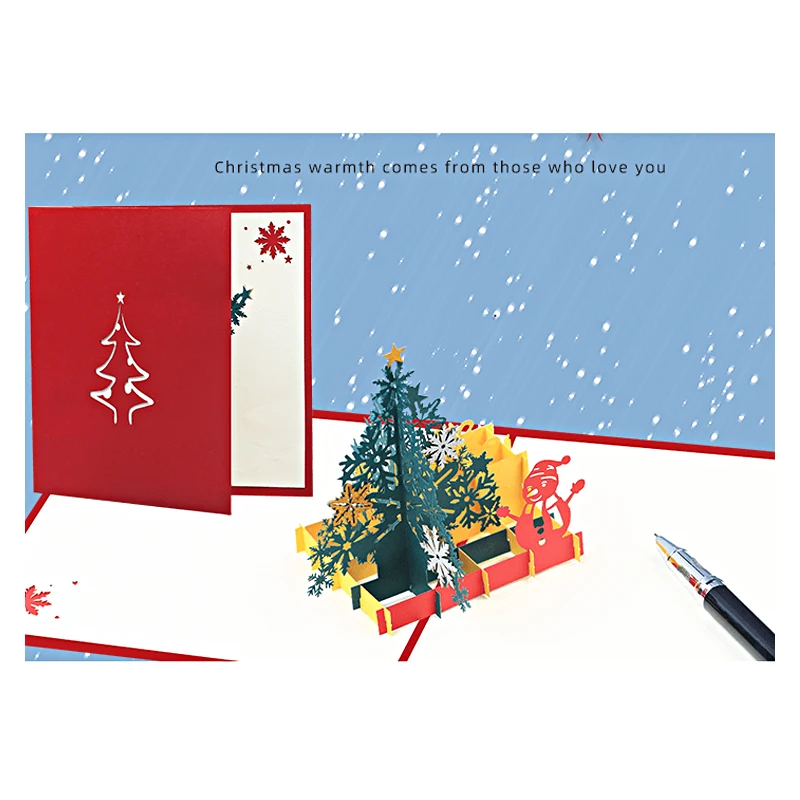 

Snowman Christmas Tree 3D Pop Up Christmas Card, Envelope, Message Card, Holiday Santa, Penguin, Greeting X'mas Gift, Decoration